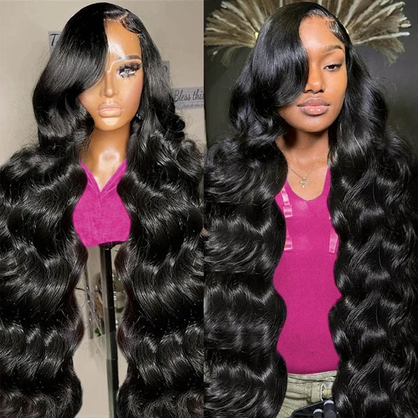 Lolly Body Wave Wig Glueless Human Hair Wigs 13x4 HD Lace Front Wig Undetectable Invisible 40 Inch Pre Plucked Bleacked Knots Lace Wigs