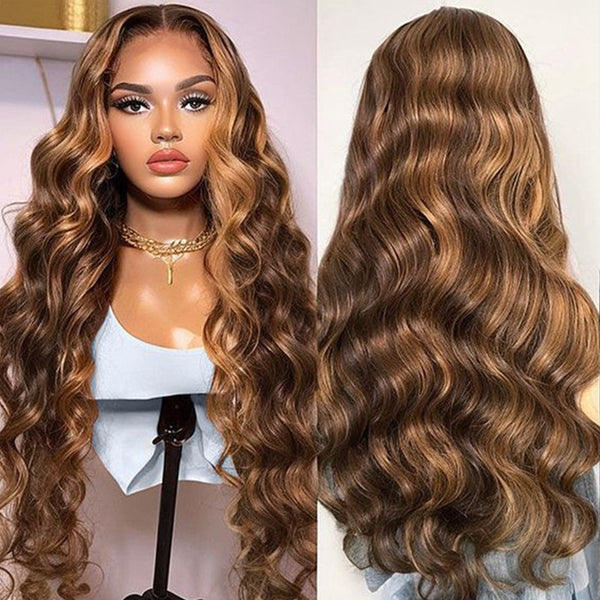 [30"=$199.99] Lolly 30inch Long P4/27 Ready to Go 13x4 HD Glueless Lace Front Wigs Pre-plucked Highlight Colored Human Hair Wigs Flash Sale
