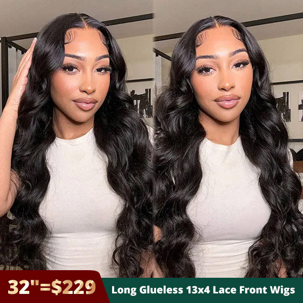 Flash Sale 30 32 Inch Long Wear Go Glueless 13x4 HD Transparent Lace Front Wigs Pre Plucked Knots Bleached Body Wave Human Hair Wigs