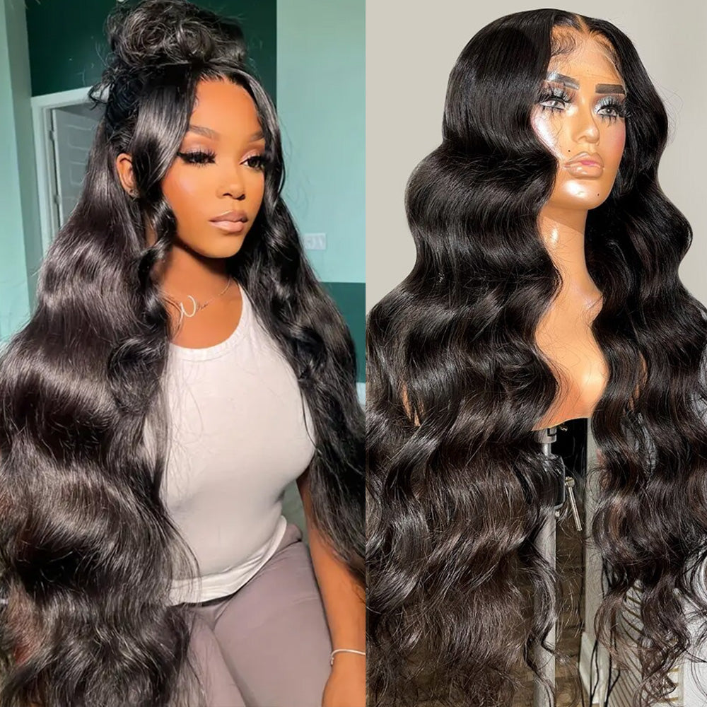 Lolly Body Wave Wig Glueless Human Hair Wigs 13x4 HD Lace Front Wig Undetectable Invisible 40 Inch Pre Plucked Bleacked Knots Lace Wigs