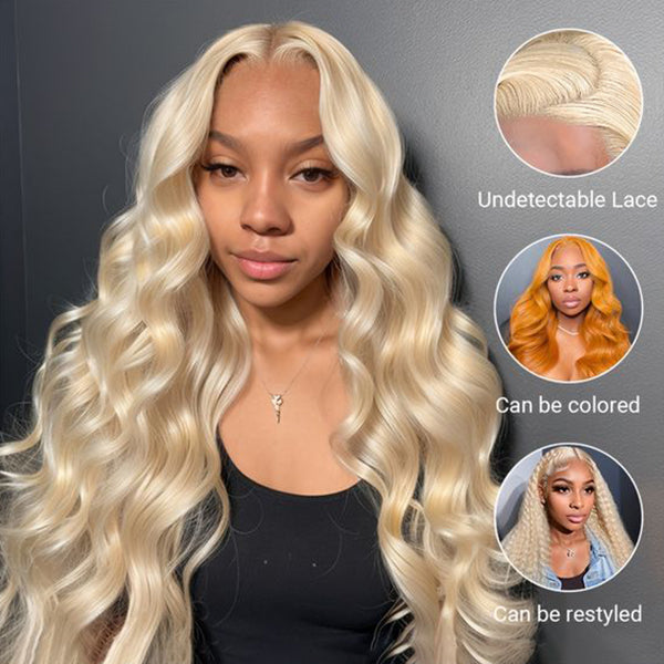 Lolly 613 Blonde Full Lace Wigs Body Wave Glueless Lace Front Wigs 250% Density Human Hair Wigs
