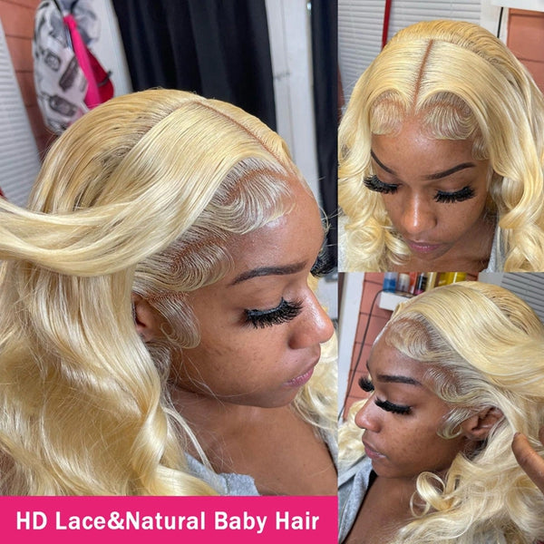 Lolly Overnight Shipping 32 34 inch Long 613 Blonde Lace Front Wig Body Wave Human Hair Wigs