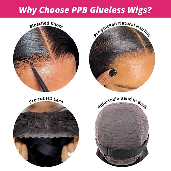 Lolly Kinky Straight 5x5 HD Glueless Wigs Pre Plucked Bleached Knots Wear Go Yaki Human Hair Wigs