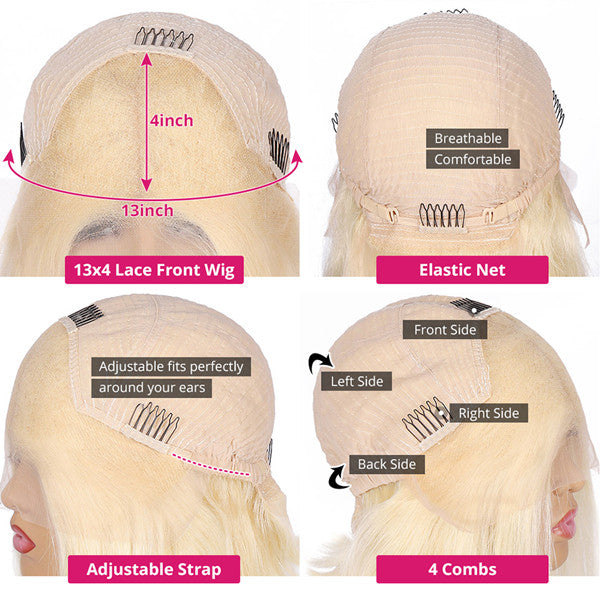 613 Blonde Hair 13x4 Lace Front Wig HD Transparent Straight Human Hair Wigs 30inch - LollyHair