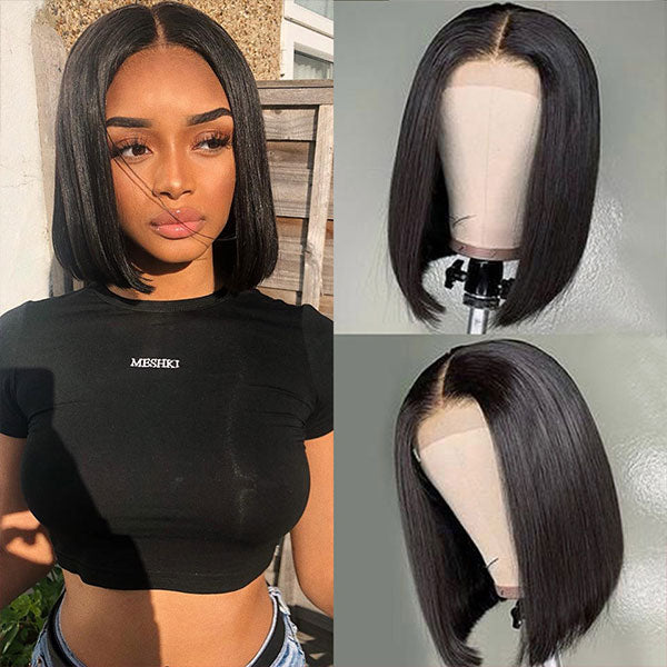 13x4 Cut Bob Wig Short Lace Front Human Hair Wigs Straight Bob Wigs Remy Lace Front Wigs - LollyHair