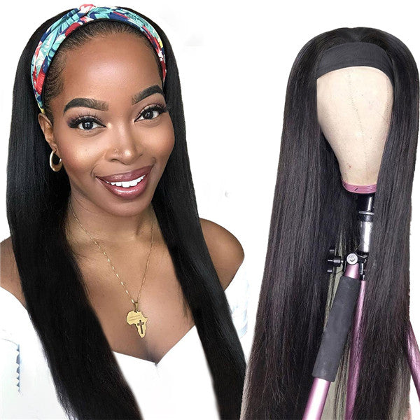 Headband Wig Virgin Human Hair Straight Hair Wigs Fashion Half Wig - LollyHair