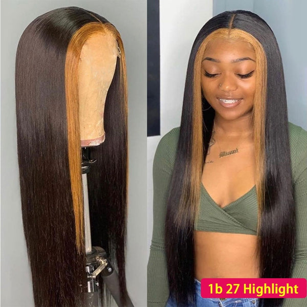 1b 27 Lace Front Wig 13x4 HD Highlight Wig Malaysian Human Hair Wigs - LollyHair