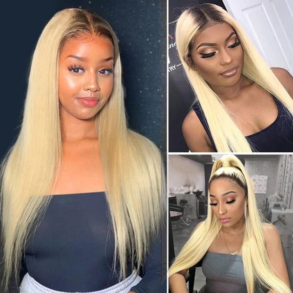 1B 613 Blonde Wig 13x4 HD Lace Front Wig Bone Straight Wig Human Hair Wig - LollyHair