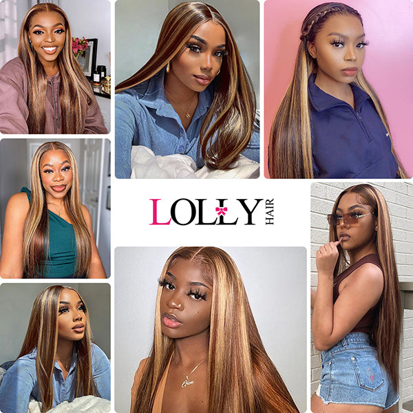 24 26 inch HD Highlight Lace Closure 5x5 Straight Hair Closure Remy Human Hair Closure - LollyHair