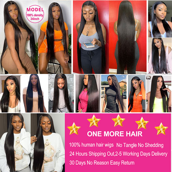 28 30 32 34 36 38 inches Bone Straight Lace Front Wig 13x4 HD Transparent Lace Frontal Wig - LollyHair