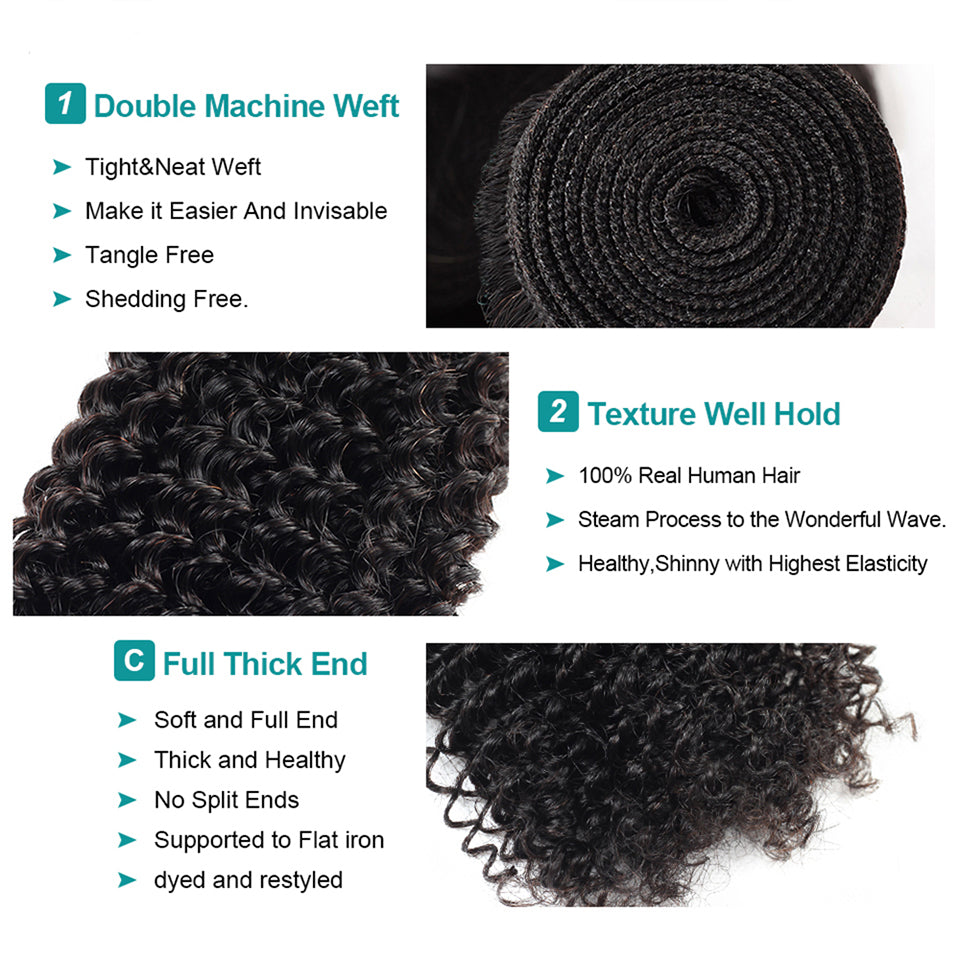 Curly Bundles Kinky Curly Hair Extensions Human Hair Deep Wave Human Hair Bundles - LollyHair