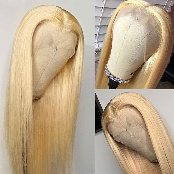 613 Blonde Hair 13x4 Lace Front Wig HD Transparent Straight Human Hair Wigs 30inch - LollyHair