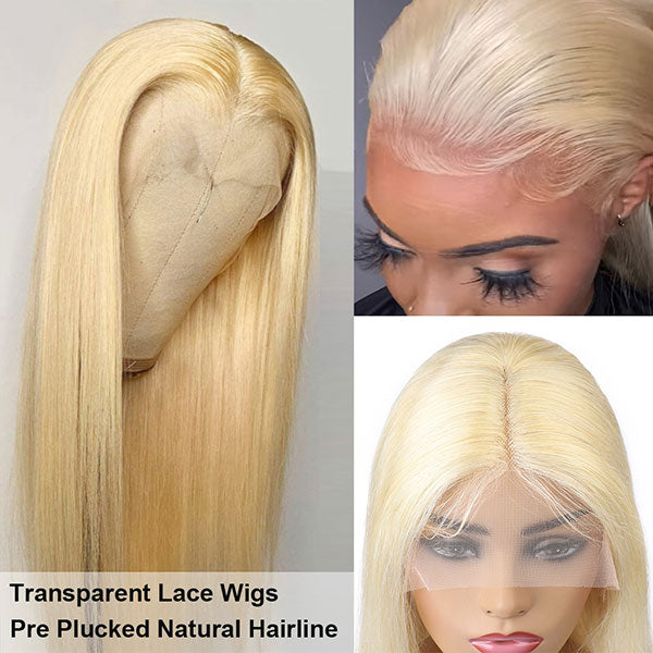 613 HD Lace Frontal Wig 30 Inch Blonde Lace Front Wig Human Hair 13x4 Transparent Lace Wigs - LollyHair