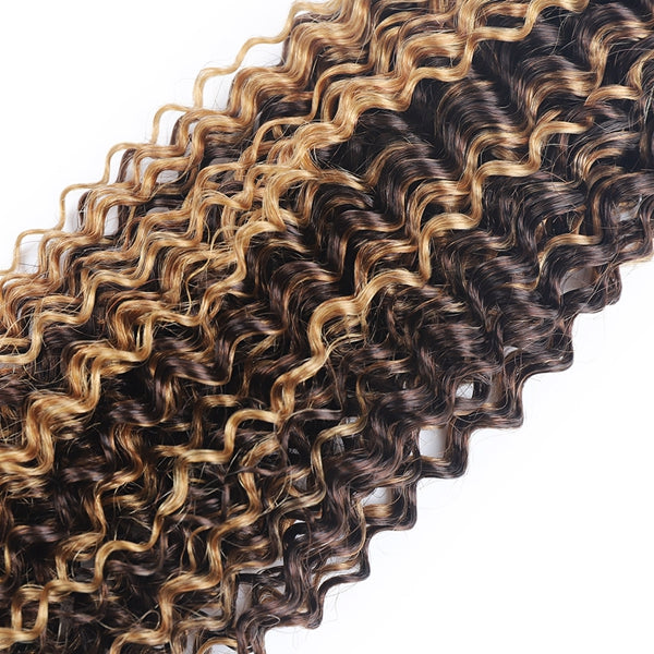 30inch Kinky Curly Bundles 4/27 Highlight Human Hair 3 Bundles Brazilian Hair Weave Bundles - LollyHair