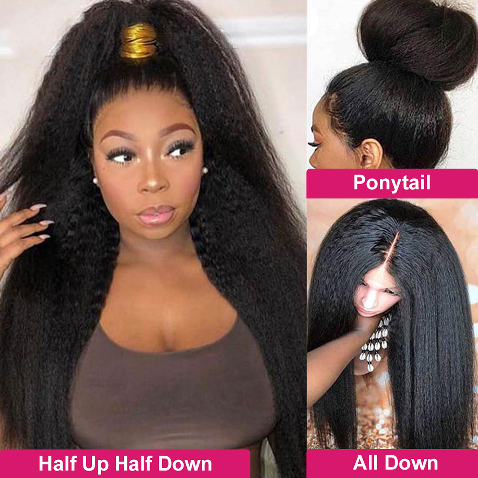 Human Hair HD Lace Wigs 4x4/5x5 Yaki Straight Brazilian Hair Lace Wig - LollyHair