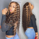 4 27 Highlight Wig Human Hair 13x4 Deep Curly Lace Front Human Hair Wigs - LollyHair