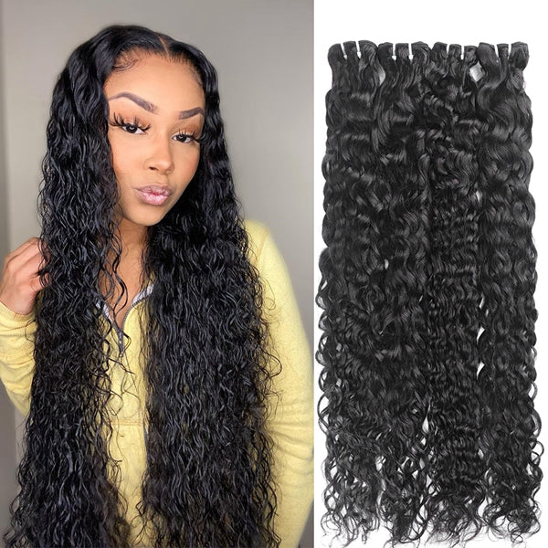 4 Bundles Indian Water Wave Virgin Human Hair Weave Bundles - LollyHair