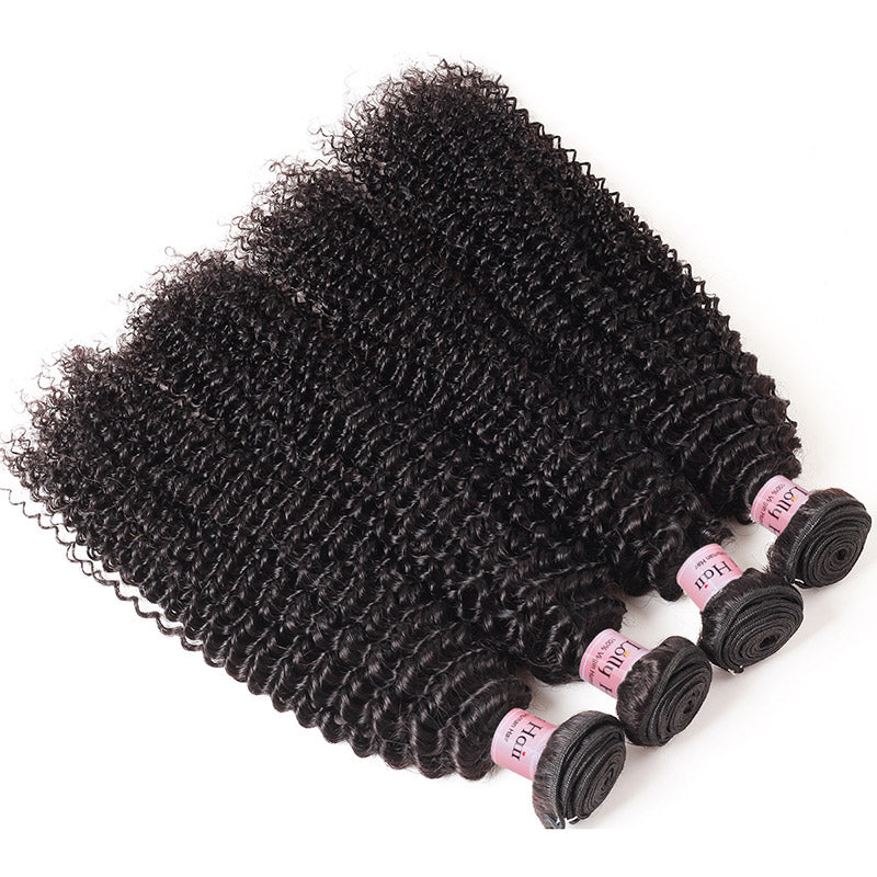 Lolly Hair 4Pcs Indian Kinky Curly Remy Virgin Hair Bundles with Closure Pre Plucked Best Virgin Hair Online Kinky Curly Hair Shipping Worldwide : LOLLYHAIR