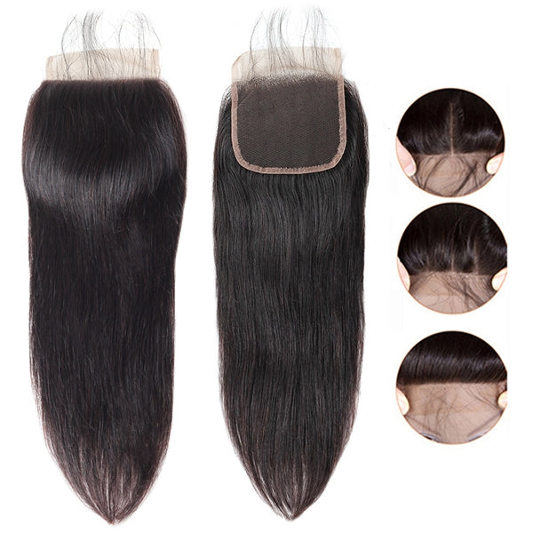 4x4 Lace Closure with Baby Hair HD Transparent Straight Human Hair Lace Closure - LollyHair