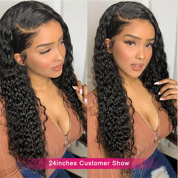 Deep Wave 360 Lace Frontal Wig 28Inch Pre Plucked Lace Frontal Human Hair Wigs for Black Women - LollyHair