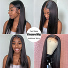 Unprocessed Brazilian Straight Hair 3 Bundles with 4x4 Lace Closure - LollyHair