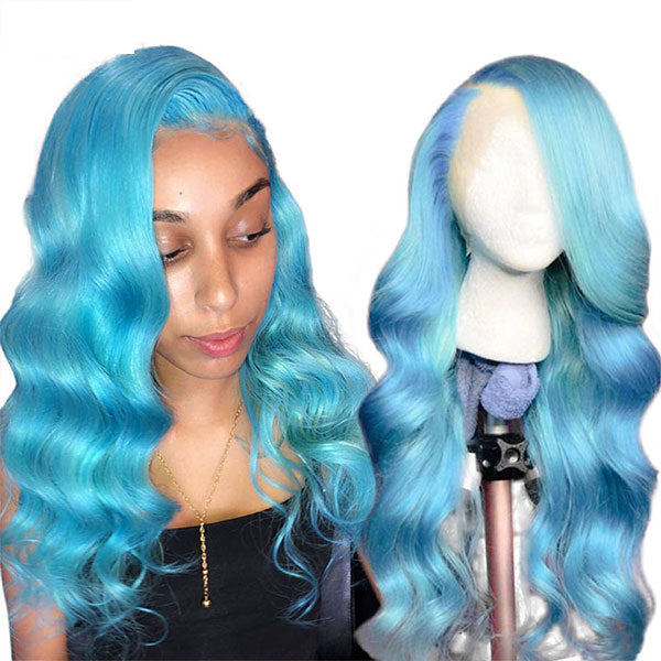 Pink Body Wave Human Hair Wigs Red Blue 13x4 Lace Front Wig Transparent Lace Frontal Wig - LollyHair