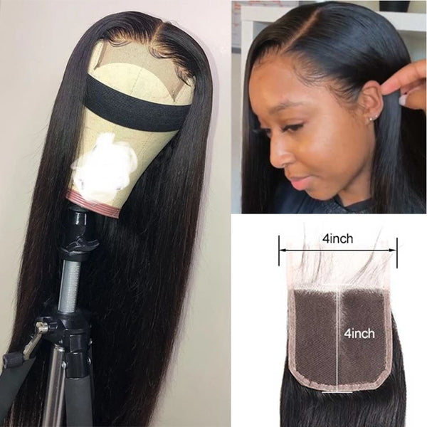 4x4 Lace Closure with Baby Hair HD Transparent Straight Human Hair Lace Closure - LollyHair