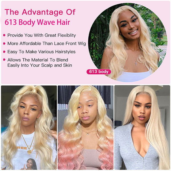 613 Blonde Hair Lace Frontal Wig Brazilian Body Wave 13x4 Lace Front Wig 28 30 Inch - LollyHair