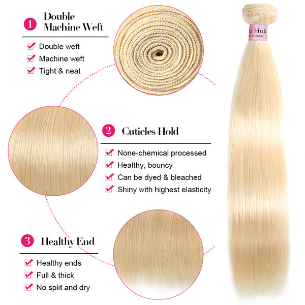 613 Blonde Straight Hair Bundles 10a Virgin Human Hair Bundles Hair Weaving