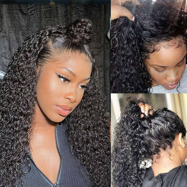 Deep Wave 360 Lace Frontal Wig 28Inch Pre Plucked Lace Frontal Human Hair Wigs for Black Women - LollyHair