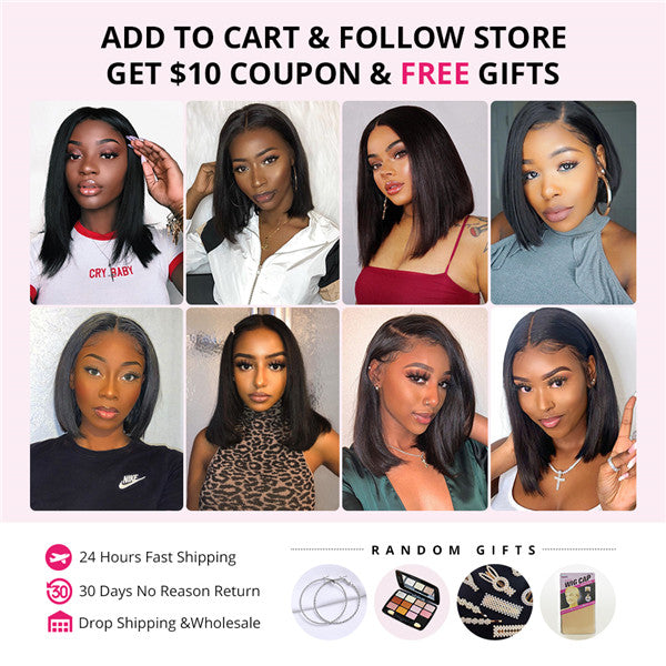 Short Blunt Bob Wig Straight Short Human Hair Wigs 8-14inch - LollyHair