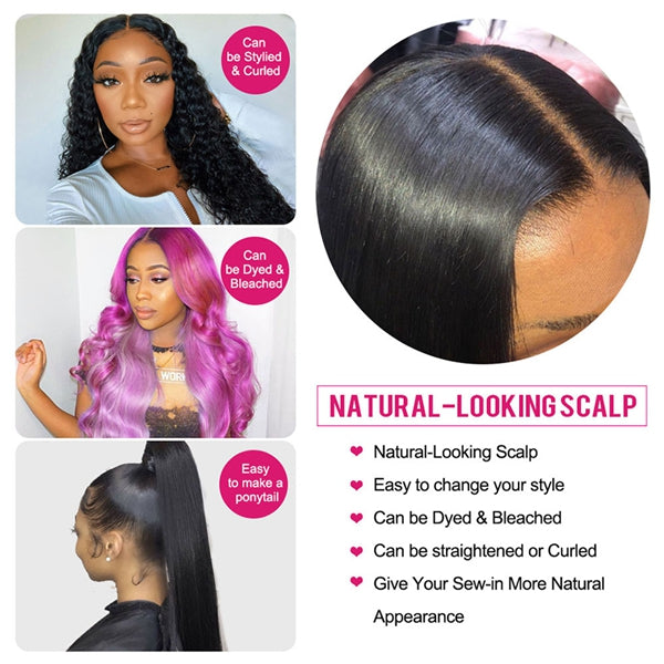 4x4 HD Body Wave Lace Closure Transparent Virgin Human Hair Lace Closure Pre Plucked - LollyHair