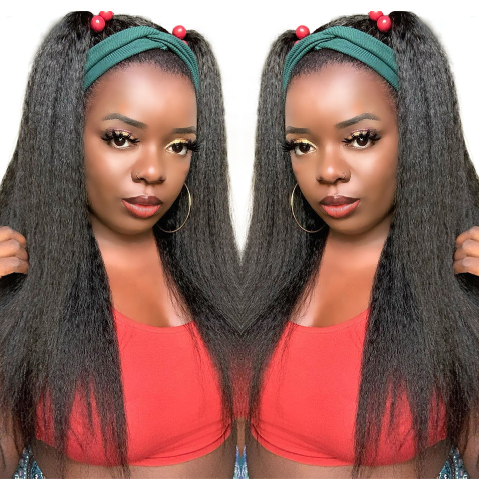 Yaki Headband Wig Glueless Lace Front Human Hair Wigs Kinky Straight Headband Wig - LollyHair
