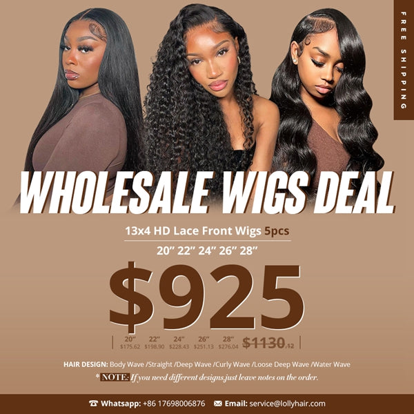 $925 Wholesale Human Hair Wigs Deal 13x4 HD Lace Front Wigs 20 22 24 26 28 inch 5pcs