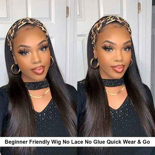 Highlight Headband Wig Brazilian Straight Ombre Headband Human Hair Wigs For Women - LollyHair