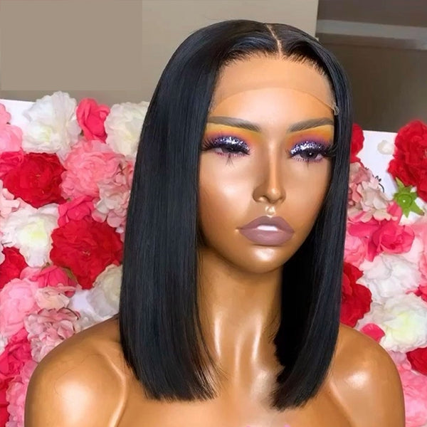 Burgundy Straight Bob Human Hair Wigs #99j 4x4 Lace Closure Wig Short Bob Wig Lace Front Human Hair Wigs - LollyHair