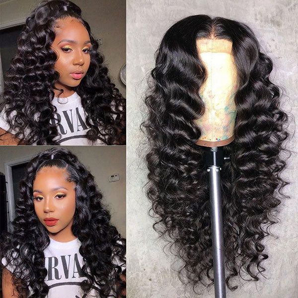 Brazilian Loose Deep Wave Lace Front Human Hair Wigs for Black Women - LollyHair