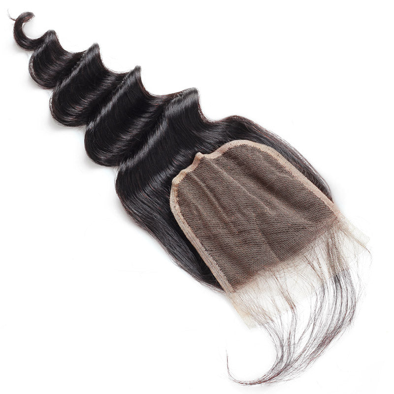 Brazilian Loose Deep Wave Virgin Human Hair 2 Bundles with 4x4 Lace Closure Lolly Hair : LOLLYHAIR