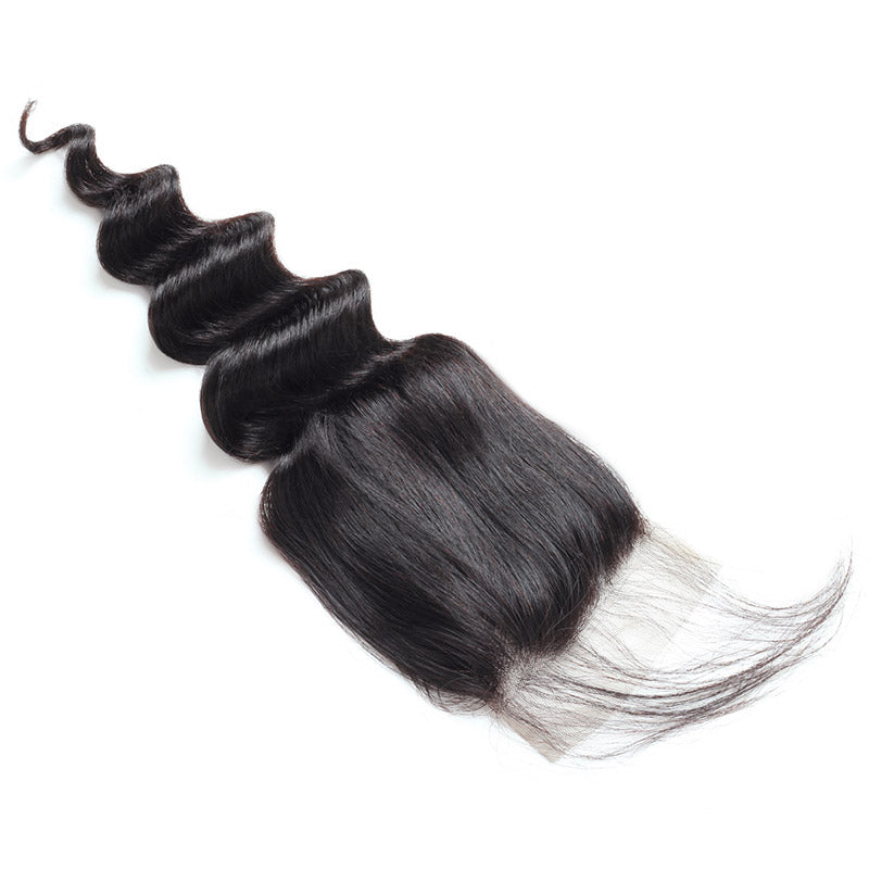 Brazilian Loose Deep Wave Virgin Human Hair 2 Bundles with 4x4 Lace Closure Lolly Hair : LOLLYHAIR