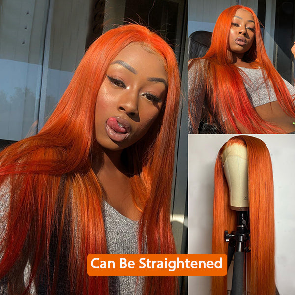 Orange Ginger Lace Front Wig 13x4 Brazilian Body Wave Lace Front Wig Colored Human Hair Wigs - LollyHair