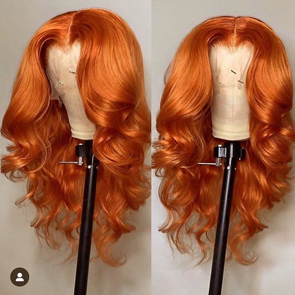 Orange Ginger Lace Front Wig 13x4 Brazilian Body Wave Lace Front Wig Colored Human Hair Wigs - LollyHair