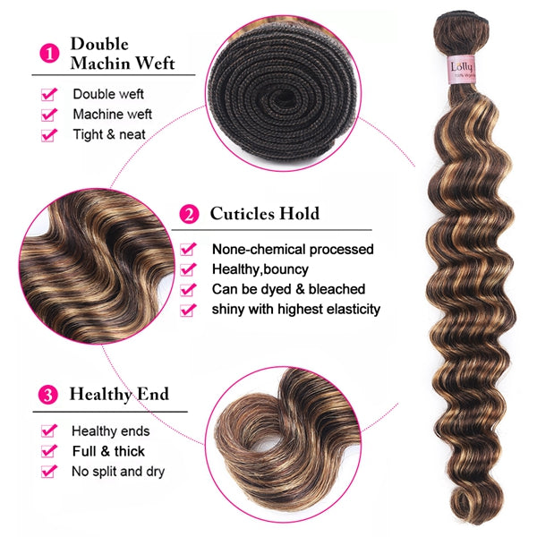 Highlight Loose Deep Wave Bundles 3Pcs/Lot 28 30inch Brazilian Virgin Human Hair Bundles - LollyHair