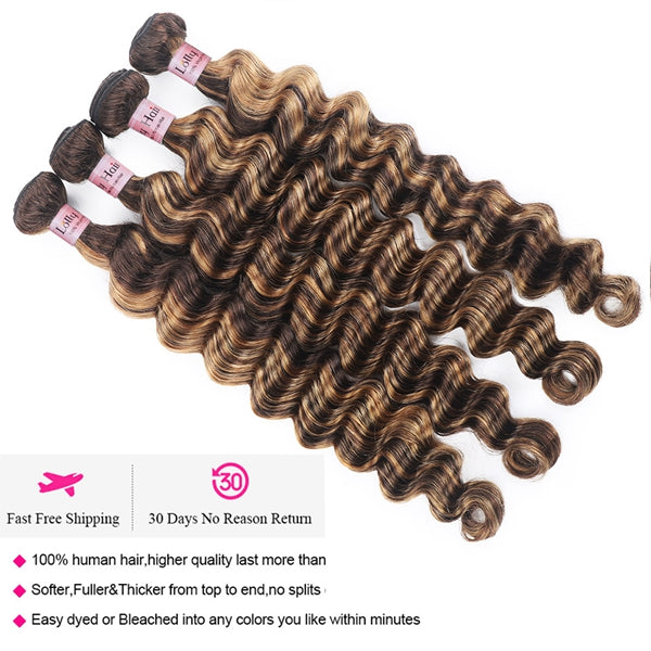 Highlight Loose Deep Wave Bundles 3Pcs/Lot 28 30inch Brazilian Virgin Human Hair Bundles - LollyHair