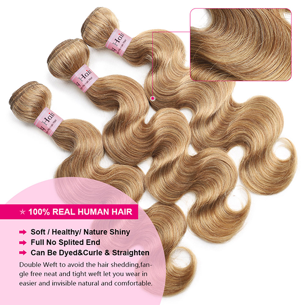 Honey Blonde Bundles Body Wave Hair Weave 3 Bundles Color 27 Human Hair Bundles