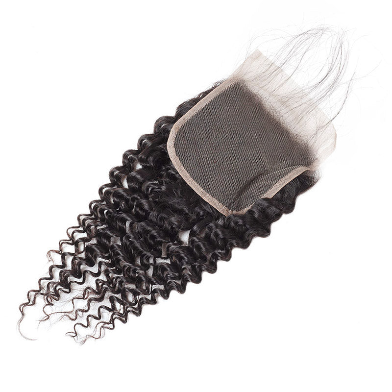 Lolly 100% Virgin Malaysian Kinky Curly Human Hair Extensions 2 Bundles With Lace Closure 9A : LOLLYHAIR