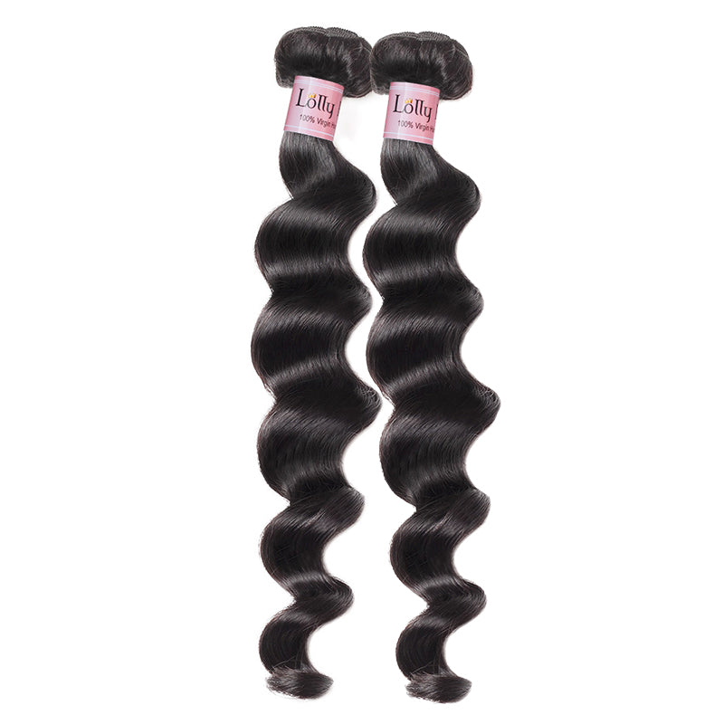 9A Lolly Peruvian Loose Deep Wave Virgin Human Hair Bundles With 4*4 Lace Closure : LOLLYHAIR