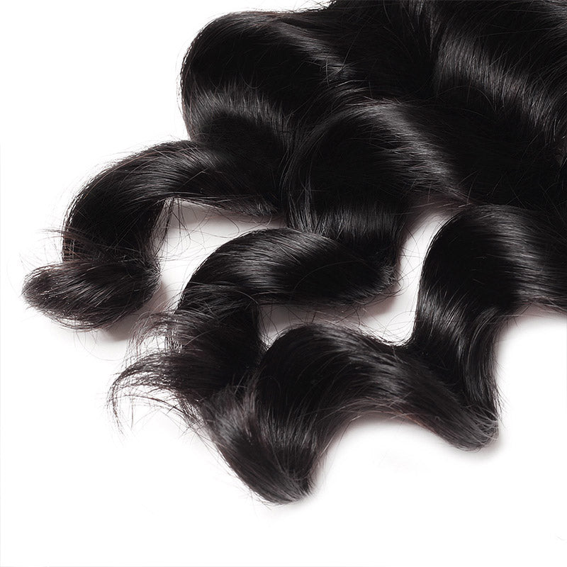 9A Lolly Peruvian Loose Deep Wave Virgin Human Hair Bundles With 4*4 Lace Closure : LOLLYHAIR