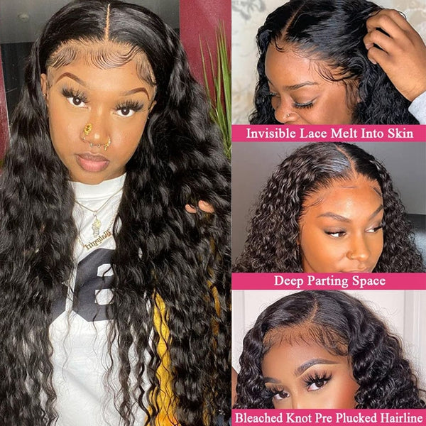 Lolly $100 OFF Direct Water Wave Ready to Wear Glueless Wigs 4x4 HD Transparent Lace Closure Wig Human Hair Flash Sale