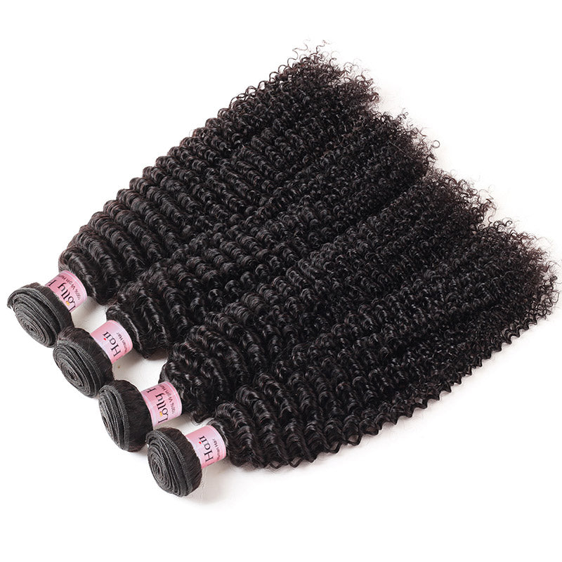 Lolly Hair 100% Real Brazilian Kinky Curly Hair 4 Bundles with Lace Closure Baby Hair Virgin Human Hair Extensions Wholesale : LOLLYHAIR