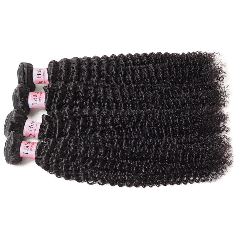 Lolly Hair 100% Real Brazilian Kinky Curly Hair 4 Bundles with Lace Closure Baby Hair Virgin Human Hair Extensions Wholesale : LOLLYHAIR